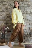 Ginny Gingham Balloon Sleeve Blouse Lemon